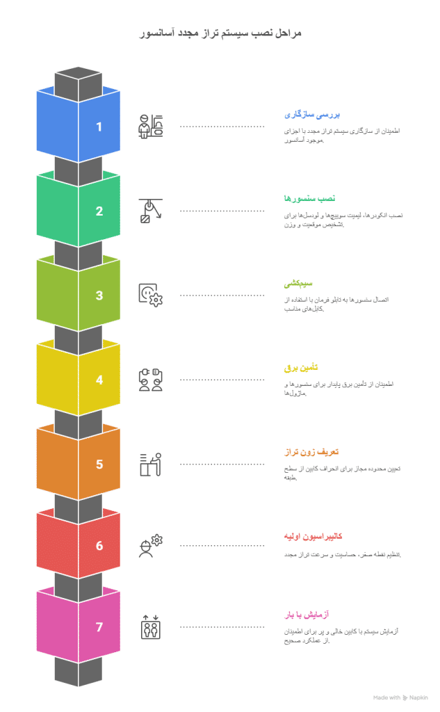 مراحل نصب سیستم تراز مجدد آسانسور